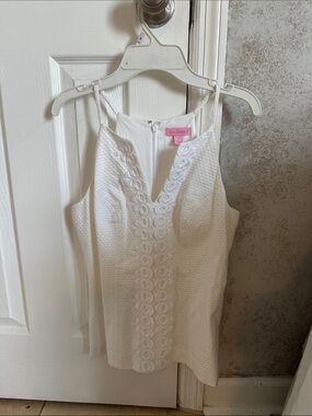 Lilly Pulitzer White Lace-Trim V-Neck Sleeveless Camisole